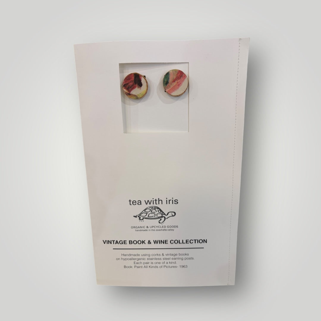 Vintage Book & Wine Earrings-vbw4