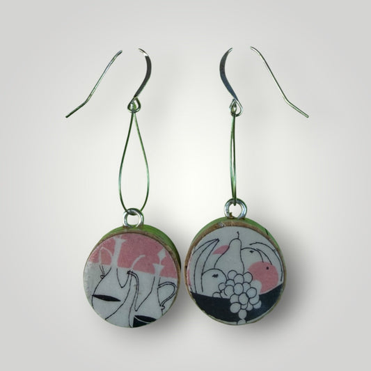 Vintage Book & Wine Earrings-vbw32