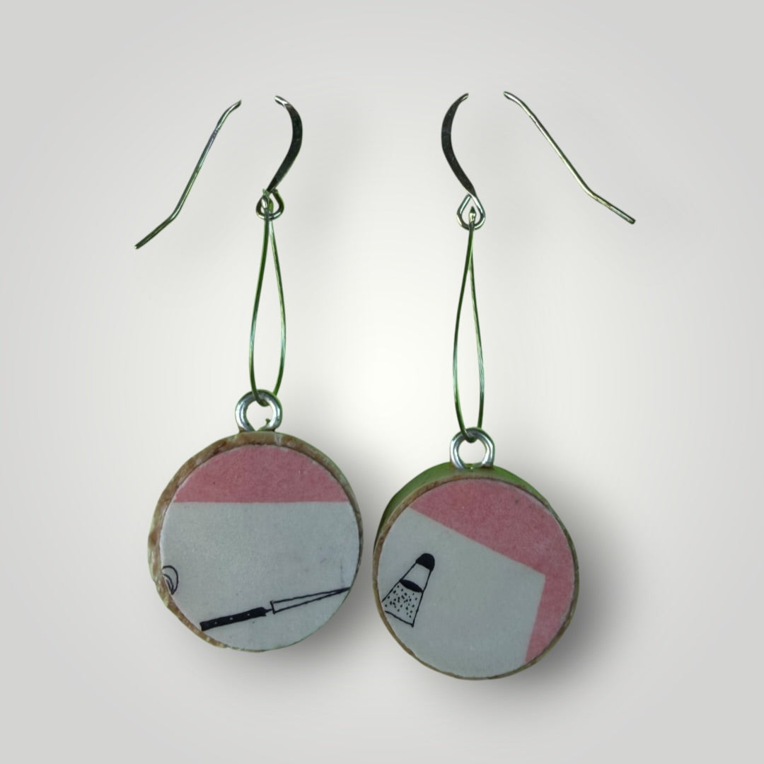 Vintage Book & Wine Earrings-vbw32