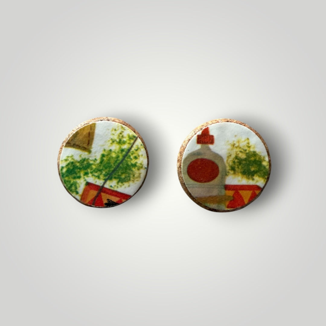 Vintage Book & Wine Earrings-vbw13
