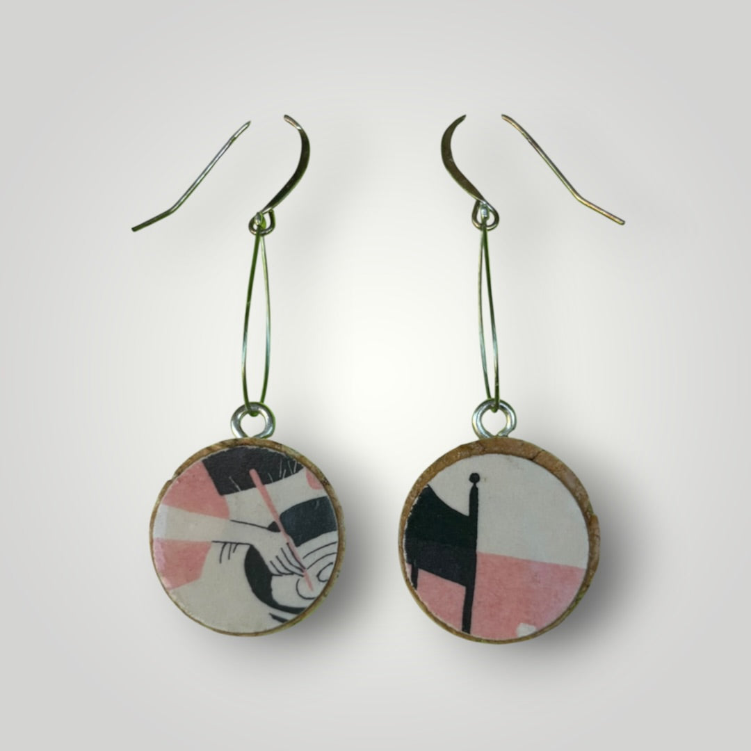 Vintage Book & Wine Earrings-vbw33