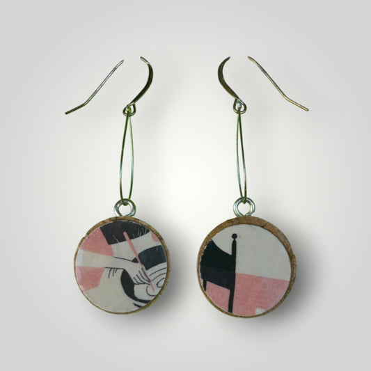 Vintage Book & Wine Earrings-vbw33