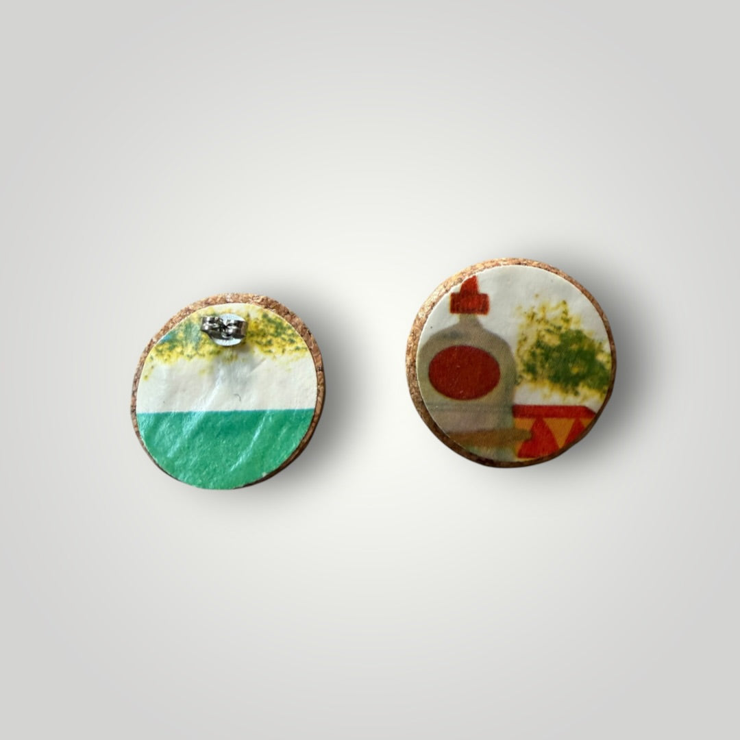 Vintage Book & Wine Earrings-vbw13